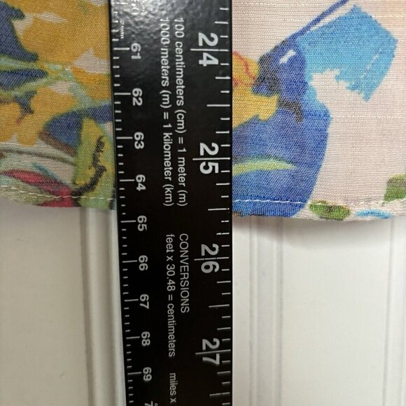 Zac & Rachel Tunic Top Womens L Pink Blue Floral 100% Cotton Button Cuff Boho - Picture 12 of 12